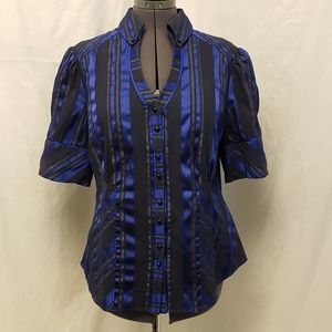 Dressy and fun, Bianca Nygard royal blue w black blouse